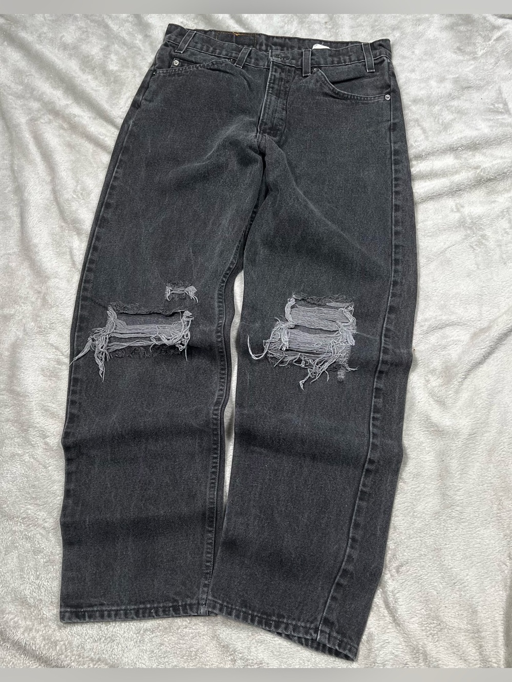 Vintage Levi’s 550 Jeans Mens 30x30 Gray Distressed Skater USA Made Orange Tab